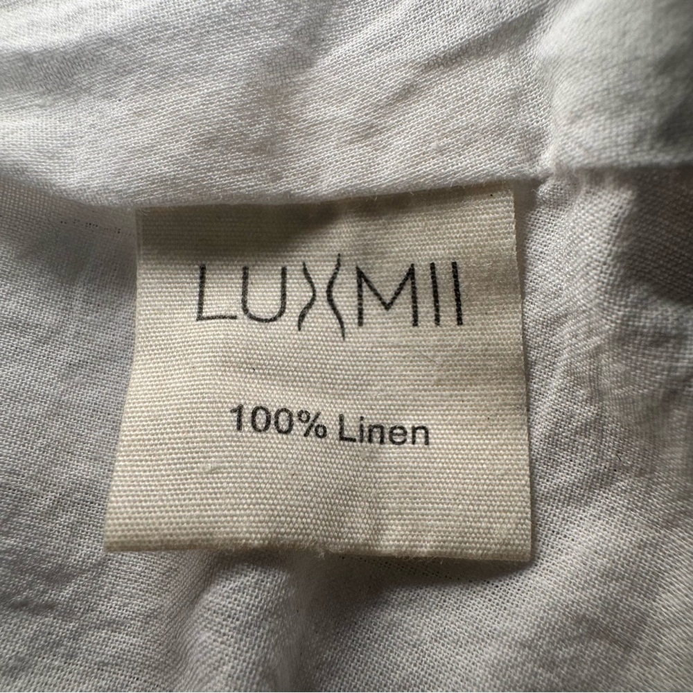 Luxmii Gessato Linen Midi Dress M Pinstripe Black Strap Resort A Line - Picture 8 of 10